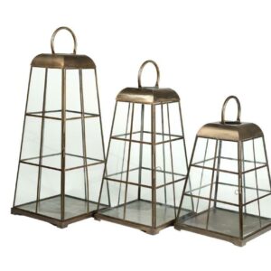 Gold line Lampion szklany klatka C