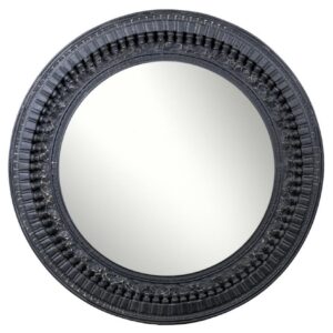 Wood old Lustro okrągłe czarne